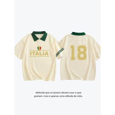 Imagem de Camisa Polo Itália No.18 - Gola Contrastante e Ajuste Confortável para