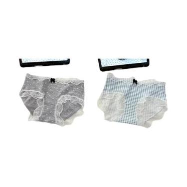 Imagem de Calcinhas De Algodão Com Renda Sexy Para Mulheres, Floral, Cintura Méd