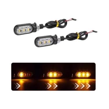 Imagem de Indicadores De Sinal De Direção Para Motocicleta 3LED Luzes Pisca-Pisc