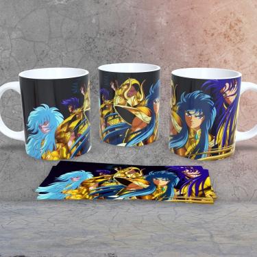 Imagem de Caneca de Porcelana Cavaleiros do Zodíaco Estampa 4 para Bebidas Quentes 325ML Uso em M...