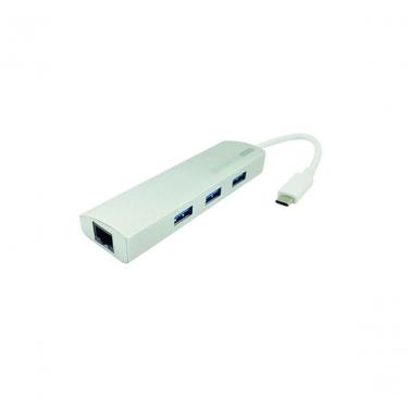 Imagem de Cabo Adaptador Usb C para Rj45 Macho 3 X Usb 3.0 X Rj45 Fêmea Hub Multifuncional Branco...