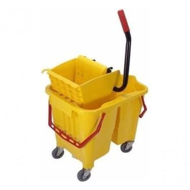 Imagem de Balde Espremedor Carrinho de Limpeza Profissional Esfregão para Água Suja e Limpa Amarelo Higipack