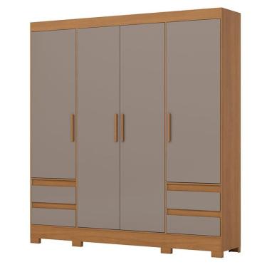 Imagem de Guarda Roupa Casal 04 Portas 04 Gavetas B383 Cinamomo Avelã - Henn - Briz