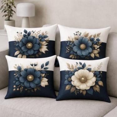 Imagem de Capas Almofada Oxford Kit 4 Flores 3D 45 cm x 45 cm Estampa:5 - Camari