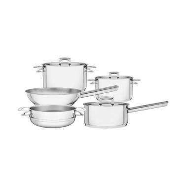 Imagem de Conjunto de panelas brava 5 peças em aço inox com fundo triplo - Tramo