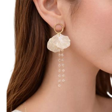 Imagem de Brinco Flor Pérola Longo Elegante Festa Delicado Luxo