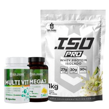 Imagem de Kit: Whey Protein Isolado ISO PRO 1kg + Ômega 3 + Multivitamínico - Soldiers Nutrition-Unissex
