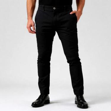 Imagem de Calça de Sarja Social Masculina Bolso Embutido Slim Fit com Lycra Espo