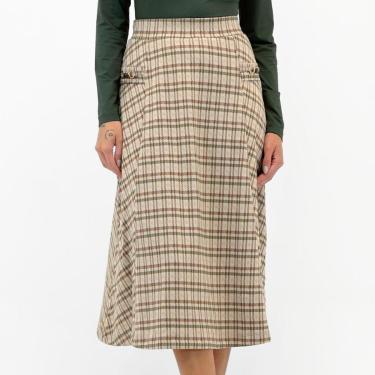 Imagem de Saia Anemone Midi Xadrez Evasê Feminina-Feminino