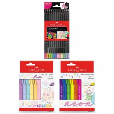 Imagem de Lápis De Cor Super Soft E Fine Pen Faber Castell Neon Pastel - Faber-C