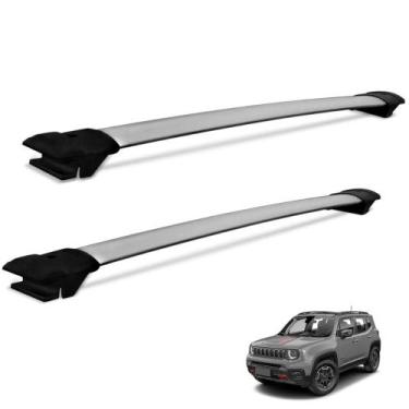Imagem de Rack de Teto Travessa Jeep Renegade 2015 a 2021 Alumínio Prata Larga -