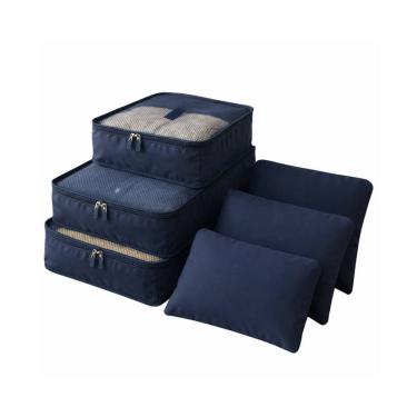 Imagem de Kit 12 Organizadores para Mala de Viagem Tamanhos Variados Azul Escuro com Zíper Reforçado