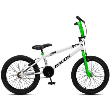 Imagem de Bicicleta Bmx Cross Bmx Rv-x Aro 20 Quadro em Aço 1 Marcha Freio V-brake Branco Verde R...