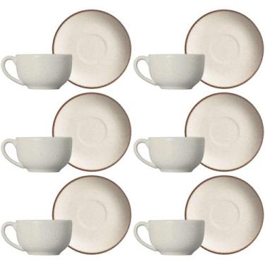 Imagem de Conjunto de 6 Xícaras de Chá com Pires Vanilla de Cerâmica 250ml - All