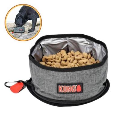 Imagem de Comedouro e Bebedouro Portátil para Cachorro e Gato Kong Travel Fold U