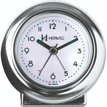 Imagem de Relogio despertador herweg 2641-028 cromado liso, CROMADO