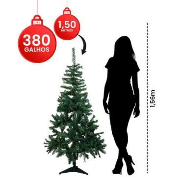 Imagem de Árvore De Natal Verde Luxo 1,50 Altura Base PVC 380 Galhos - Wincy - N