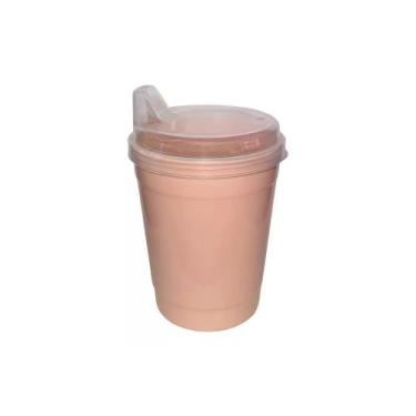 Imagem de Copo Infantil Plástico Baby C/ Tampa Bico Escolar Antivazamento 250ml 