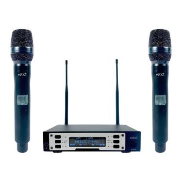 Imagem de Microfone Duplo sem Fio UHF-9000M Digital com 100 Canais Alcance 100 Metros em Alumínio Grupo MXT
