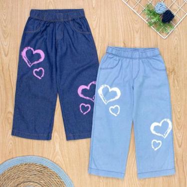 Imagem de Calça Jeans Infantil Wide Leg - Elegância E Conforto Para Meninas! Cor