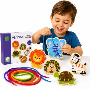 Imagem de Jogo Infantil Educativo Coleção Crescer Alinhavo Com 6 Peças - Nig, Co