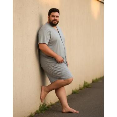 Imagem de Pijama Masculino Adulto Plus Size Botão Tamanho Grande G1 G2 G3 Manga 