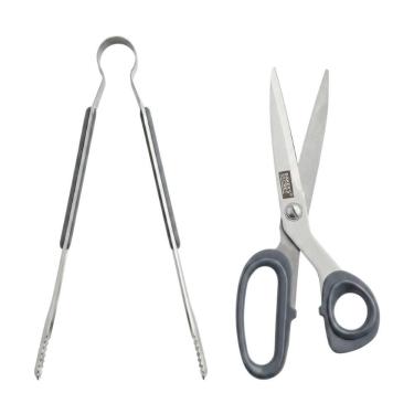 Imagem de Kit de Utensílios BS40050 Tesoura e Pegador de Alimentos Aço Inoxidável e Polipropileno Multifuncional para Cozinha