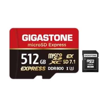 Imagem de 【Projetado para Switch 2】 Cartão de memória GIGASTONE 512GB microSD Express R/W 880/650MB/s SDXC SD 2.0 3.0 5.0 7.1 UHS-I UHS-II, drone de câmera de ação, V30 U3, adaptador SD 【5 anos de recuperação