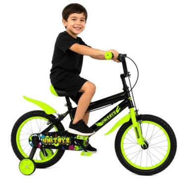 Imagem de Bicicleta Infantil Aro 16 Grafitti Neon Verde Com Rodinhas Removível -
