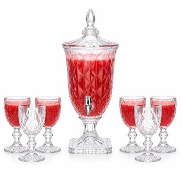 Imagem de Suqueira de Vidro 2L Com Jogo 6 Taças 375ml Cristal Kit - Emporio do R