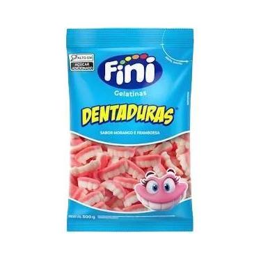 Imagem de Bala fini dentadura 500g sabor morango e framboesa