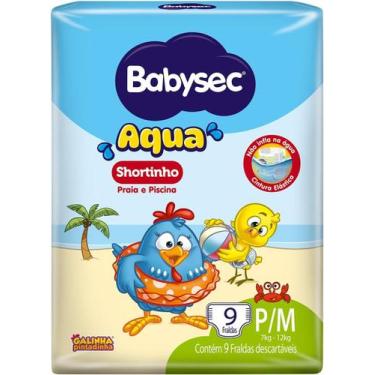 Imagem de Fralda Descartável Babysec AQUA SHORTINHO GALINHA PINTADINHA P/M 9 Uni