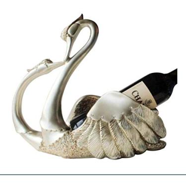 Imagem de Pkfinrd Estantes de vinho estilo europeu para sala de estar, acessórios para casa, ornamentos de cisne, presentes de casamento, decoração de sala de casamento, artesanato, presentes de luxo