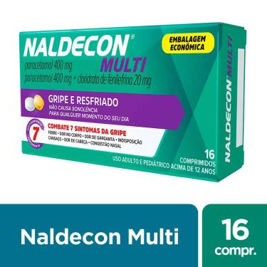 Imagem de Naldecon Multi Paracetamol 800mg + Cloridrato Fenillefrina 20mg 16 comprimidos 16 Comprimidos