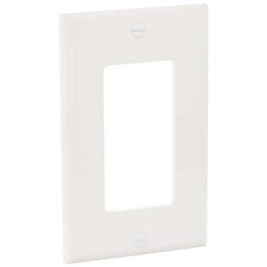 Imagem de Leviton 122-80401-NW 1-Gang Decora/GFCI placa de parede, tamanho padrão, nylon termoplástico, montagem de dispositivo, pequeno, branco