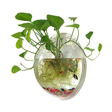 Imagem de Sweetsea — Tigela de peixe para pendurar na parede para aquário de peixe Betta para decoração de parede planta peixe bolha – transparente (Médio)