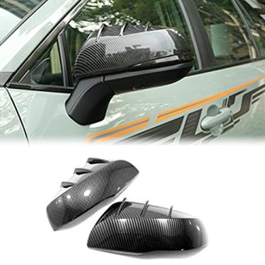 Imagem de FINMOKAL Apto Para Toyota Rav4 2019-2021 Fibra De Carbono Guarnição Da Tampa Do Espelho Da Porta Lateral 2 Peças Preto, Fibra De Carbono