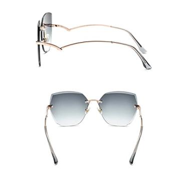 Imagem de Óculos de sol femininos de condução com lente gradiente UV400 com moldura dourada vêm com caixa, verde, dourado