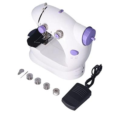 Imagem de Mini máquina de costura, máquina de costura de pedal portátil para alfaiate para viagens domésticas (EUA padrão 100-240V)