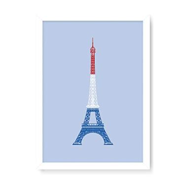 Imagem de Arte Maníacos Quadro Decorativo Torre Eiffel Colorida - 23x16,25cm (Moldura caixa em laca branca)
