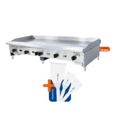 Imagem de Chapa Americana Profissional 150cm a Gás 18mm Lisa Inox CG150 e Conjunto de Espátulas - Venâncio