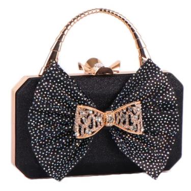 Imagem de Bolsa feminina com lantejoulas, bolsas de noite femininas clutch para festa de ombro casamento, Preto, M