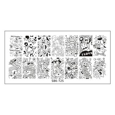 Imagem de Modelo De Carimbo De Unha Diy Impressão De Unhas De Unhas Estamplas De Estampagem Unhas Texture Texture Design Stamp Fool for Manicure Salon Home Halloween Natal