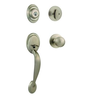 Imagem de Kwikset Maçaneta de cilindro único Dakota 96870-090 com botão polo com SmartKey em níquel acetinado, (metal)