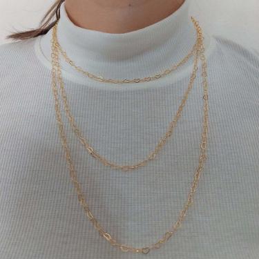 Imagem de Colar Triplo De Coração Folheado Em Ouro 18K