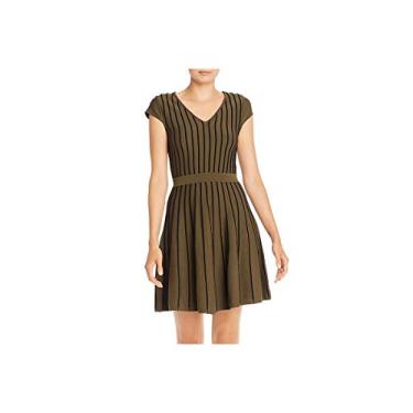 Imagem de Parker Vestido feminino de malha floral fit-n-flare, musgo/preto, 2GG, musgo/preto, XGG