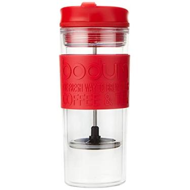 Imagem de Bodum Caneca de café e chá com prensa francesa de plástico isolado, 0,45 L, 425 g, verm...