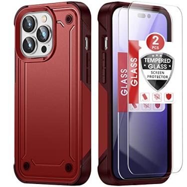 Imagem de Capa para Iphone 14 Pro Max (6.7) (2 protetores de tela de vidro temperado), Iphone 14 Pro Max (6.7) (vermelho)