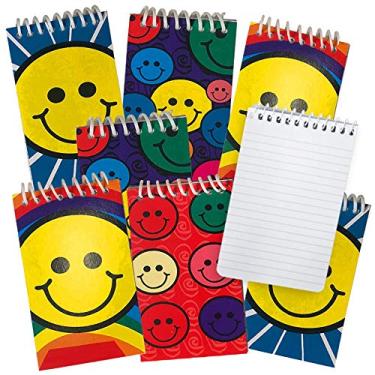 Imagem de ArtCreativity Mini blocos de notas sorriso, pacote com 12, pequenos blocos de notas de emoji com capas coloridas de arco-íris, lembrancinhas fofas de festa, artigos de papelaria para escola e escritório para crianças e adultos