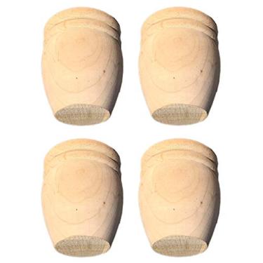 Imagem de Pés de coque populares inacabados para móveis 10 cm de altura conjunto de 4 pés de sofá de madeira maciça DIY para sofá banheiro | Estante de vaidade | Armário | Cadeira | Suporte de TV | Namoradeira